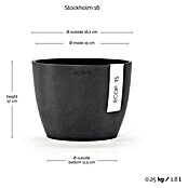 Ecopots Pflanztopf Stockholm (Außenmaß (Ø x H): 16 x 12,5 cm, Kunststoff, Dunkelgrau) | BAUHAUS