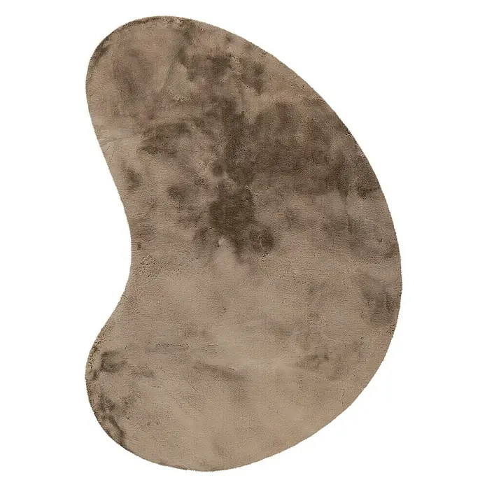 Fellteppich Happy - Taupe, 230 x 160 cm, Oval, 100 % Polyester (Flor) - Bohnenförmiger Teppich in sanften Erdtönen. Der Teppich hat eine weiche Textur und ist ideal für Wohnbereiche, um Wärme und Komfort zu spenden.