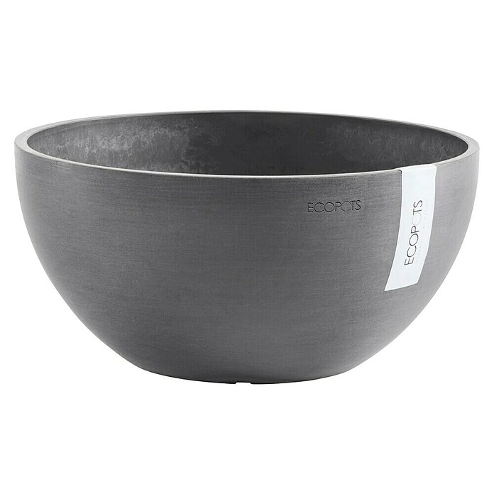 Ecopots Brussels Pflanzschale rund (Außenmaß (Ø x H): 35 x 16,7 cm, Kunststoff, Grau) | BAUHAUS