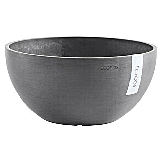 Ecopots Brussels Pflanzschale rund (Außenmaß (Ø x H): 35 x 16,7 cm, Kunststoff, Grau)