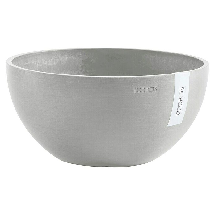 Ecopots Brussels Pflanzschale rund (Außenmaß (Ø x H): 30 x 14,8 cm, Kunststoff, Weiß Grau) | BAUHAUS