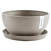 Ecopots Brussels Pflanzschale rund (Außenmaß (Ø x H): 35 x 16,7 cm, Kunststoff, Braungrau) | BAUHAUS