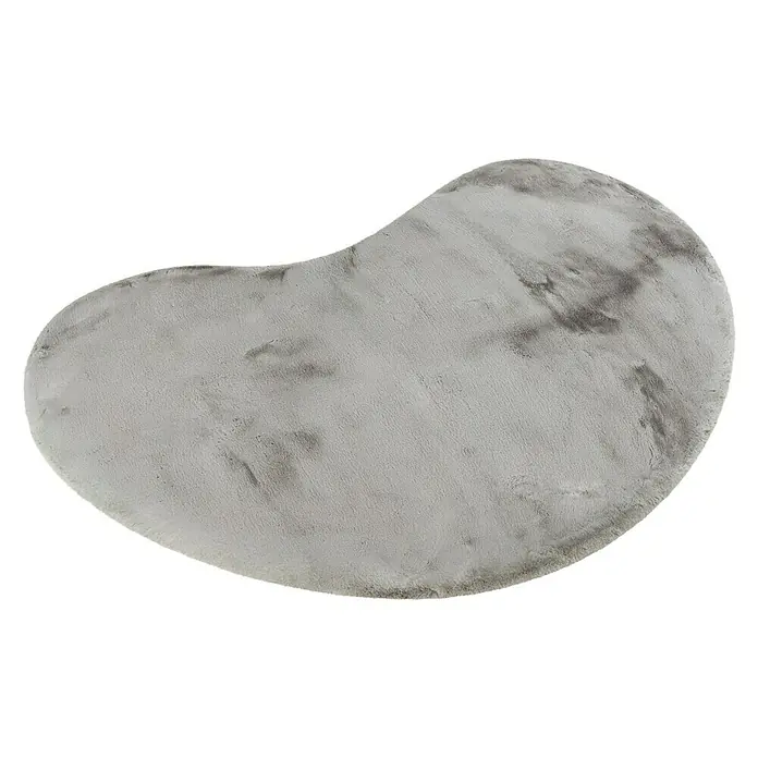 Fellteppich Happy - Silber, 230 x 160 cm, Oval, 100 % Polyester (Flor) - Weicher, nierenförmiger, hellgrauer Teppich mit subtilem Marmormuster. Perfekt für jeden Raum, der einen Hauch von Komfort und Stil benötigt.