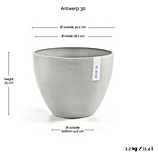 Ecopots Pflanztopf Antwerpen (Außenmaß (Ø x H): 30 x 25,5 cm, Kunststoff, Weiß Grau) | BAUHAUS