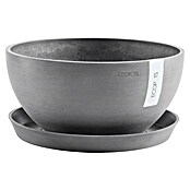 Ecopots Brussels Pflanzschale rund (Außenmaß (Ø x H): 35 x 16,7 cm, Kunststoff, Grau) | BAUHAUS