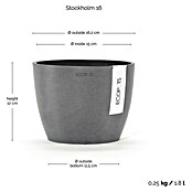 Ecopots Pflanztopf Stockholm (Außenmaß (Ø x H): 16 x 12,5 cm, Kunststoff, Grau) | BAUHAUS