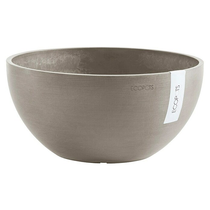 Ecopots Brussels Pflanzschale rund (Außenmaß (Ø x H): 35 x 16,7 cm, Kunststoff, Braungrau) | BAUHAUS