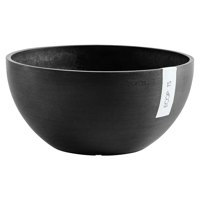 Ecopots Brussels Pflanzschale rund (Außenmaß (Ø x H): 35 x 16,7 cm, Kunststoff, Dunkelgrau) | BAUHAUS