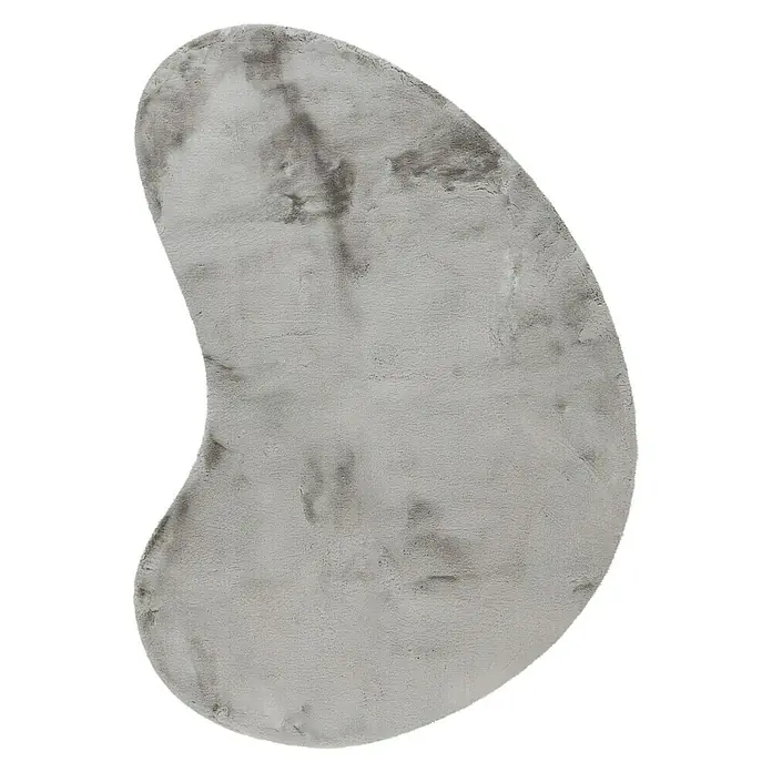 Fellteppich Happy - Silber, 230 x 160 cm, Oval, 100 % Polyester (Flor) - Grauer, nierenförmiger Teppich mit weicher Textur, ideal für Wohnzimmer oder Schlafzimmer, bietet Komfort und Stil.