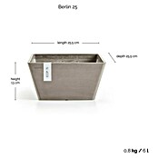 Ecopots Berlin Pflanzschale eckig (Außenmaß (L x B x H): 25 x 25 x 12,8 cm, Kunststoff, Braungrau) | BAUHAUS