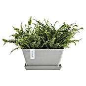 Ecopots Berlin Pflanzschale eckig (Außenmaß (L x B x H): 25,5 x 25,5 x 13 cm, Kunststoff, Weiß Grau) | BAUHAUS