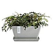 Ecopots Berlin Pflanzschale eckig (Außenmaß (L x B x H): 25,5 x 25,5 x 13 cm, Kunststoff, Weiß Grau) | BAUHAUS