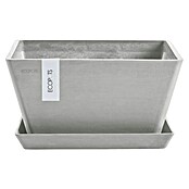 Ecopots Berlin Pflanzschale eckig (Außenmaß (L x B x H): 25,5 x 25,5 x 13 cm, Kunststoff, Weiß Grau) | BAUHAUS
