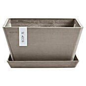 Ecopots Berlin Pflanzschale eckig (Außenmaß (L x B x H): 25,5 x 25,5 x 13 cm, Kunststoff, Taupe) | BAUHAUS