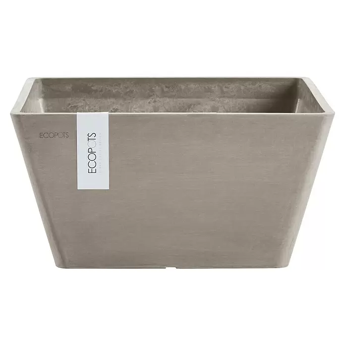 Ecopots Berlin Pflanzschale eckig - Außenmaß (L x B x H): 25,5 x 25,5 x 13 cm, Kunststoff, Braungrau - Rechteckiger, konischer ECOPOTS Pflanzkübel in Grau.