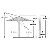 Suncomfort Marktschirm rund Pop Up (Steingrau, Durchmesser Bespannung: 250 cm) | BAUHAUS