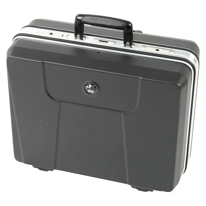 Hepco & Becker Werkzeugkoffer Budget 5075 Trolley - L x B: 430 x 510 mm, Höhe: 240 mm, ABS - Schwarzer Hartschalenkoffer mit silbernen Akzenten und einem stabilen Griff, ideal für den sicheren Transport wichtiger Dokumente und Gegenstände.