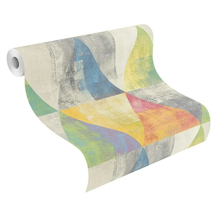 Rasch Hyde Park Vliestapete - Bunt, Grafisch, 10,05 x 0,53 m - Eine Rolle stilvolle geometrische Tapete mit einem bunten, abstraktem Design, das jedem Raum einen modernen Touch verleiht.