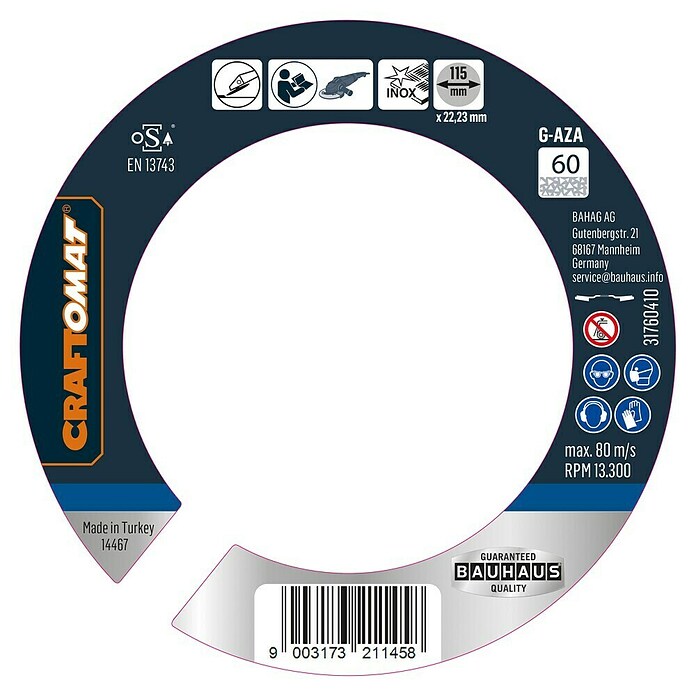 Craftomat Lamellenschijf G-AZA (Schijfdiameter: 115 mm, Korreling: 60) | BAUHAUS