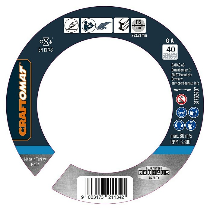 Craftomat Lamellenschijf (Diameter: 115 mm, Korreling: 40) | BAUHAUS