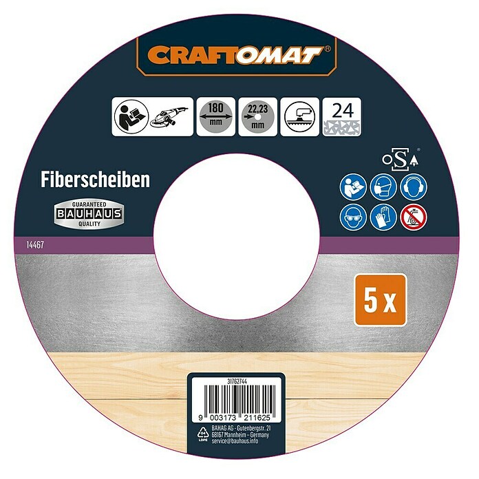 Craftomat Fiberschijven (Diameter: 180 mm, Korreling: 24, 5 st.) | BAUHAUS