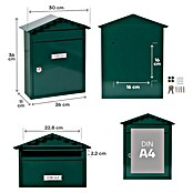 Arregui Visit Buzón de pared E-574 (L x An x Al: 9 x 26 x 36 cm, Verde, Acero inoxidable) | BAUHAUS