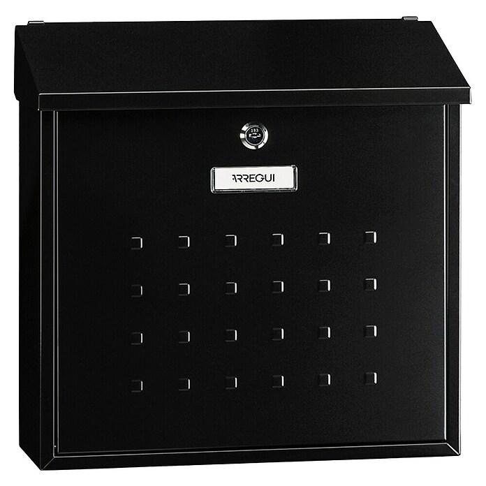 Arregui Premium Buzón de pared E5614 (L x An x Al: 100 x 360 x 370 mm, Negro, Acero, Tarjeta de identificación) | BAUHAUS