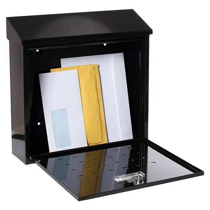 Arregui Premium Buzón de pared E5614 (L x An x Al: 100 x 360 x 370 mm, Negro, Acero, Tarjeta de identificación) | BAUHAUS