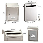 Arregui Smart Buzón de pared E-572 (L x An x Al: 21,6 x 8 x 30 cm, Acero inoxidable) | BAUHAUS