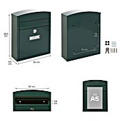 Arregui Compact Buzón de pared E-573 (L x An x Al: 24 x 9,5 x 28,5 cm, Verde, Acero inoxidable) | BAUHAUS