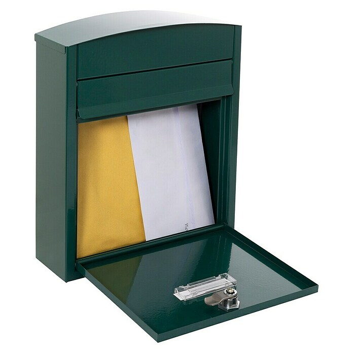Arregui Compact Buzón de pared E-573 (L x An x Al: 24 x 9,5 x 28,5 cm, Verde, Acero inoxidable) | BAUHAUS