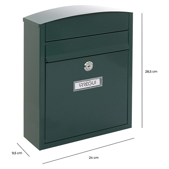 Arregui Compact Buzón de pared E-573 (L x An x Al: 24 x 9,5 x 28,5 cm, Verde, Acero inoxidable) | BAUHAUS