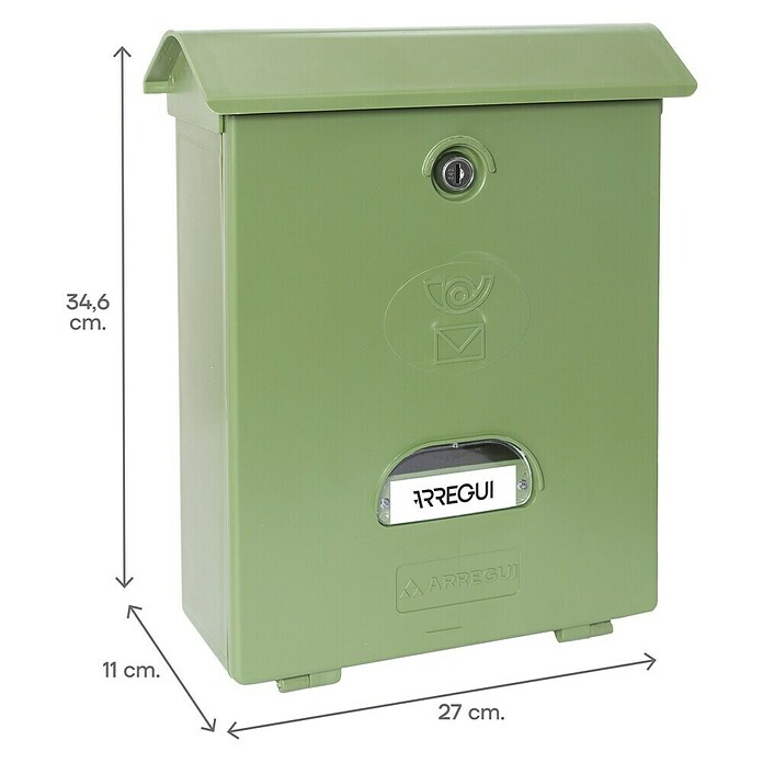 Arregui Classic Buzón de pared E-107 (L x An x Al: 27 x 11 x 34,6 cm, Verde, Plástico) | BAUHAUS