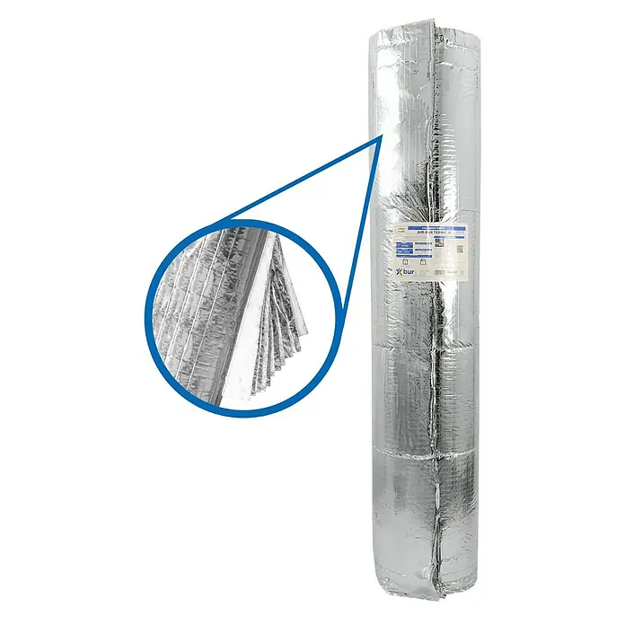 Bur2000 Aislamiento reflexivo Termoreflex 15 - 10 x 1,5 m, 15 m² - AIR-BUR TERMIC 15 - Un rollo de lámina aislante reflectante para una protección térmica eficaz en edificios.