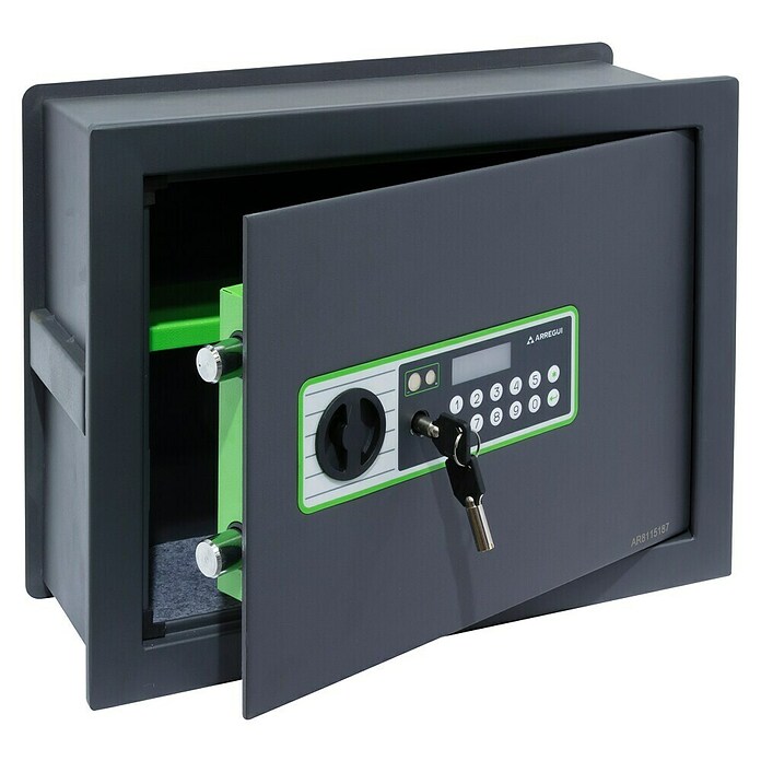 Arregui Caja fuerte empotrable Supra (L x An x Al: 25 x 42 x 32 cm, Negro/Verde, 11 l) | BAUHAUS