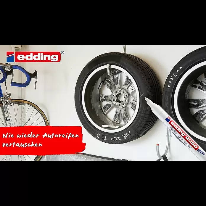 Edding Reifenmarker 8050 - Geeignet für: Gummi, Weiß - edding 8050 Reifenmarker