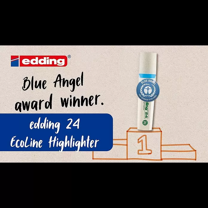 Edding Textmarker-Set EcoLine - 4 Stk., Mehrfarbig, 2 mm - 5 mm, Keilspitze - edding 24 EcoLine highlighter - Blue angel