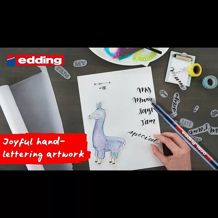 Edding Feinschreiber 1800 - Strichstärke: 0,25 mm, Schwarz - Joyful hand-lettering artwork with edding