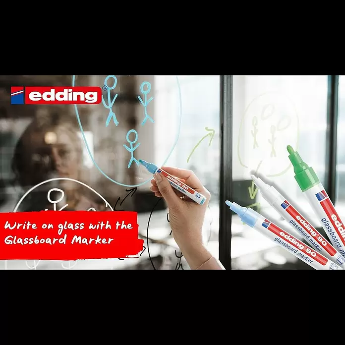 Edding Glasboard Marker 90 - Strichstärke: 2 mm - 3 mm, Weiß - edding 90 glassboard marker