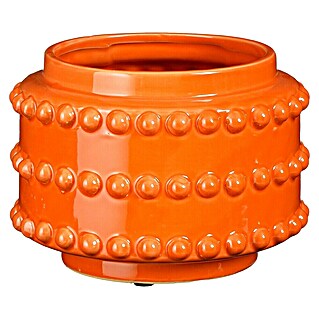 Edelmann Übertopf rund Boaz (Außenmaß (Ø x H): 17 x 13 cm, Orange, Keramik, Glänzend)