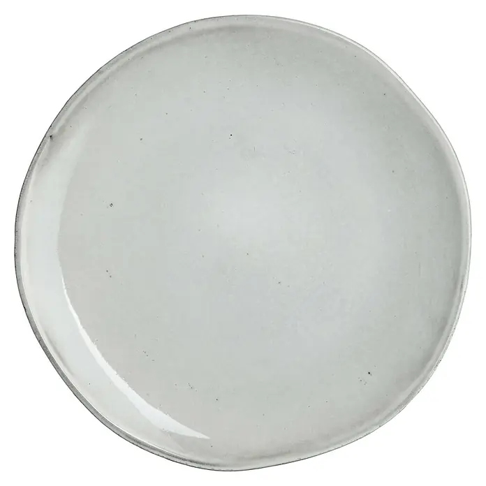 Teller Tabo - 1 Stk., Ø x H: 26,5 x 3 cm, Keramik, Grau - Ein hellgrauer, unregelmäßig geformter Keramikteller mit einem leicht erhöhten Rand, ideal für stilvolle Tischdekorationen.