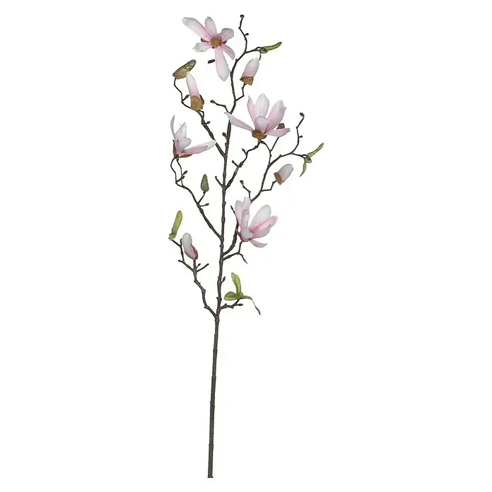 Kunstblume Magnolia - Höhe: 75 cm, Rosa, Kunststoff - Künstlicher Magnolienzweig mit zarten rosa Blüten und Knospen. Realistische Dekoration für Ihr Zuhause.