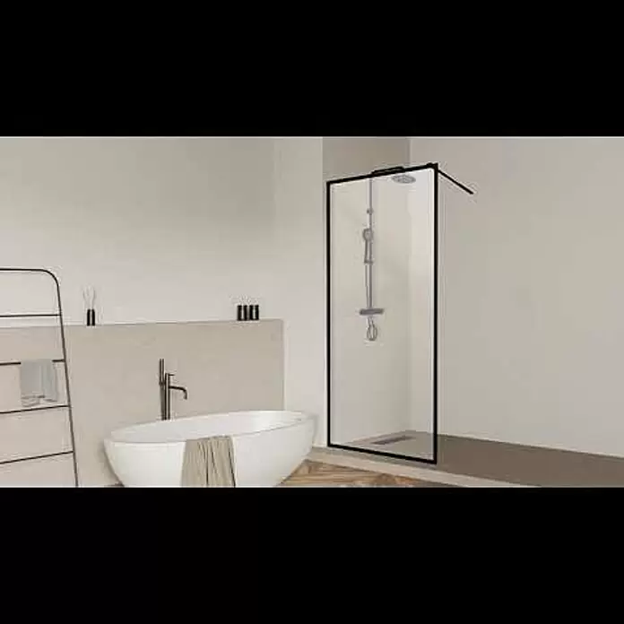 Aurlane Mampara de ducha fija Dark Edge - An x Al: 90 x 200 cm, Revestido, Negro - Mampara de ducha fija Dark Edge