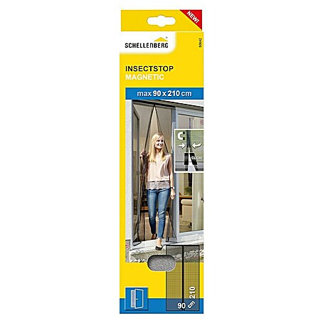 Schellenberg Insect Stop Insektenschutzgitter (B x H: 90 x 210 cm, Magnetisch anheften, Anthrazit)
