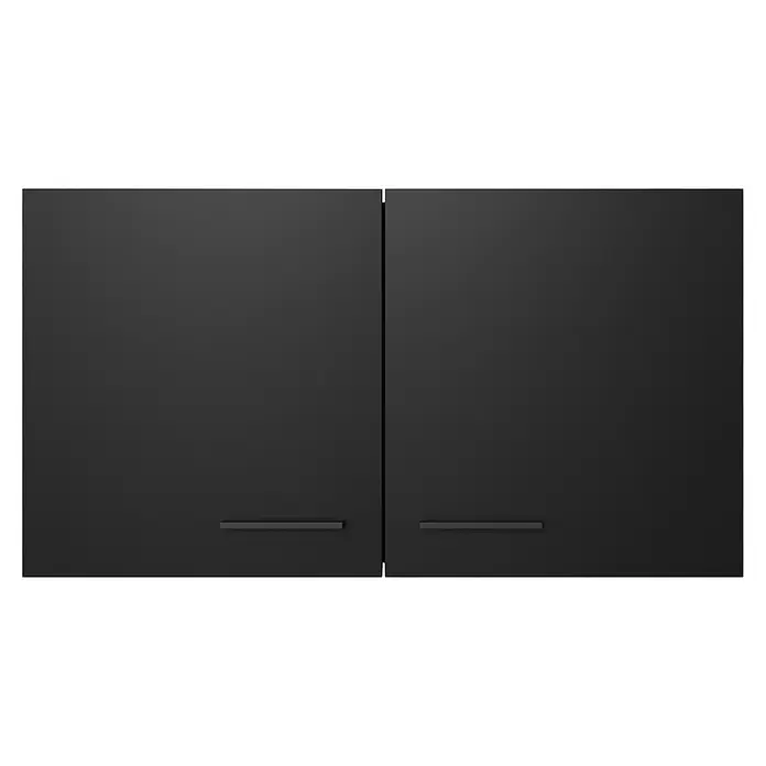Flex-Well Küchen-Hängeschrank Capri - L x B x H: 32 x 100 x 54,8 cm, Schwarz/Braun - Zwei matte schwarze Oberschranktüren mit integrierten horizontalen Griffen.
