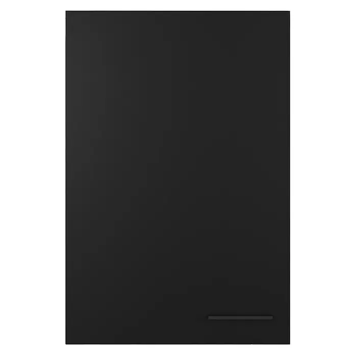Flex-Well Küchen-Hängeschrank Capri - L x B x H: 32 x 60 x 89 cm, Schwarz/Braun - Dunkelgraue matte Platte mit integriertem horizontalen Griffschlitz.