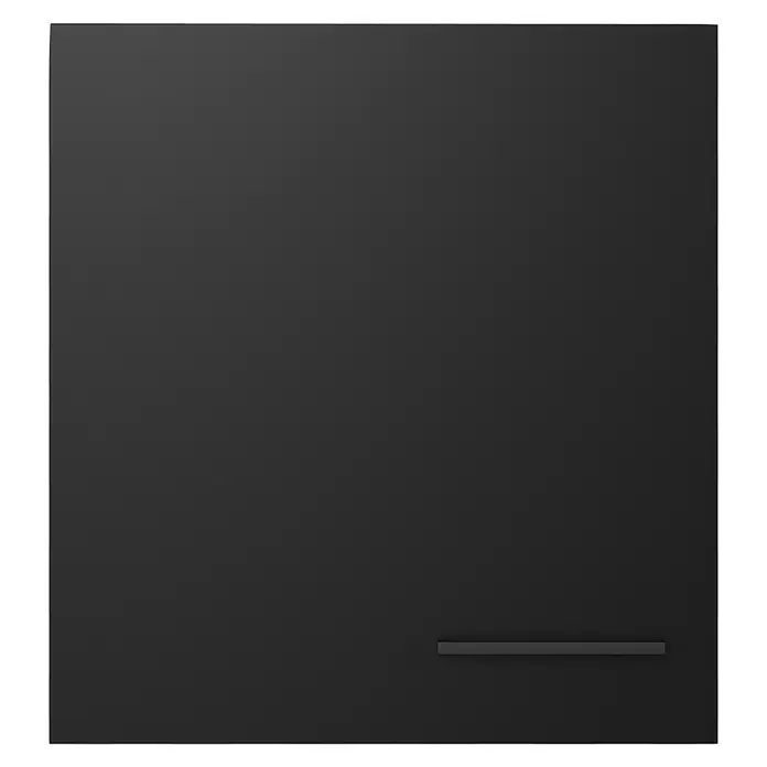 Flex-Well Küchen-Hängeschrank Capri - L x B x H: 32 x 50 x 54,8 cm, Schwarz/Braun - Dunkelgraues mattes Panel mit horizontalem Schlitz unten rechts.