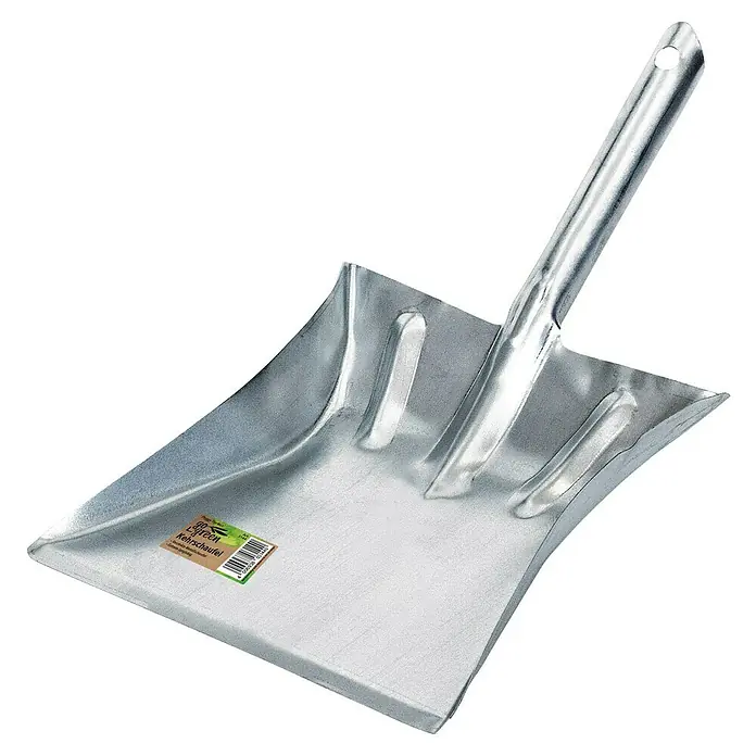 Kehrschaufel Go Green - L x B x H: 43 x 22 x 10 cm, Metall - Eine Kehrschaufel aus Metall mit einem Griff und einem Loch zum Aufhängen. Ideal für Haus, Garten und Werkstatt.