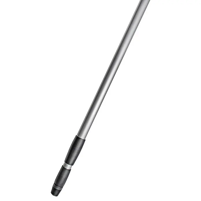 Teleskopstiel - Länge Stiel: 1,3 m, Aluminium - Silberne Teleskopstange mit schwarzem Griffstück, ideal für Reinigungsarbeiten und andere Anwendungen, die Reichweite erfordern.