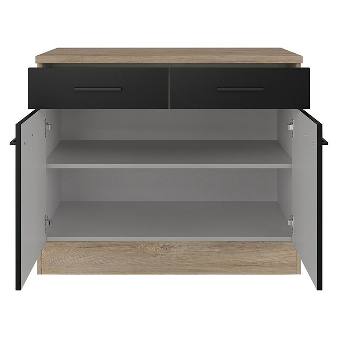 Flex-Well Unterschrank Capri (L x B x H: 60 x 100 x 85 cm, Schwarz/Braun) | BAUHAUS